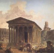 ROBERT, Hubert The Maison Carre at Nimes with the Amphitheater and the Magne Tower (mk05) oil painting
